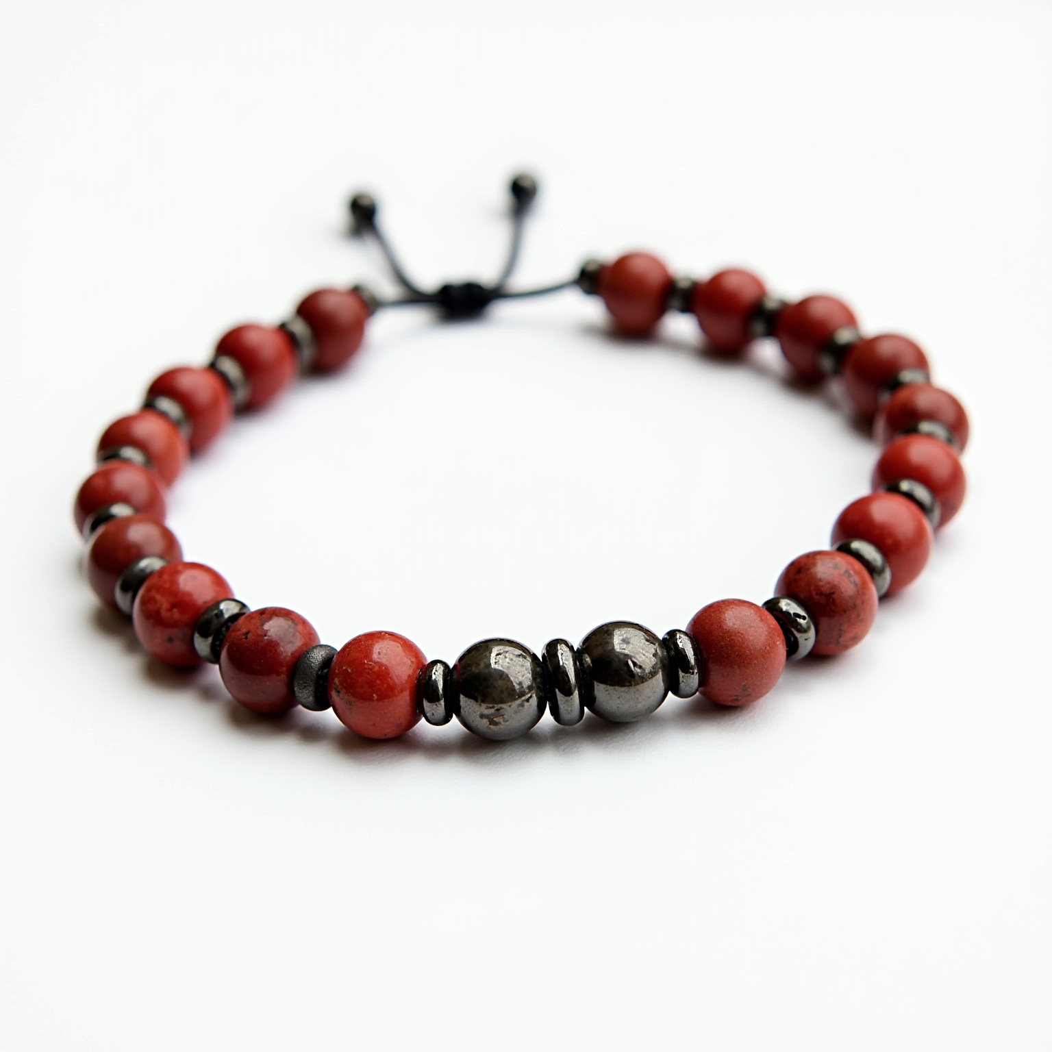 Bracelete Unissex Pedras Naturais Jaspe & Hematita