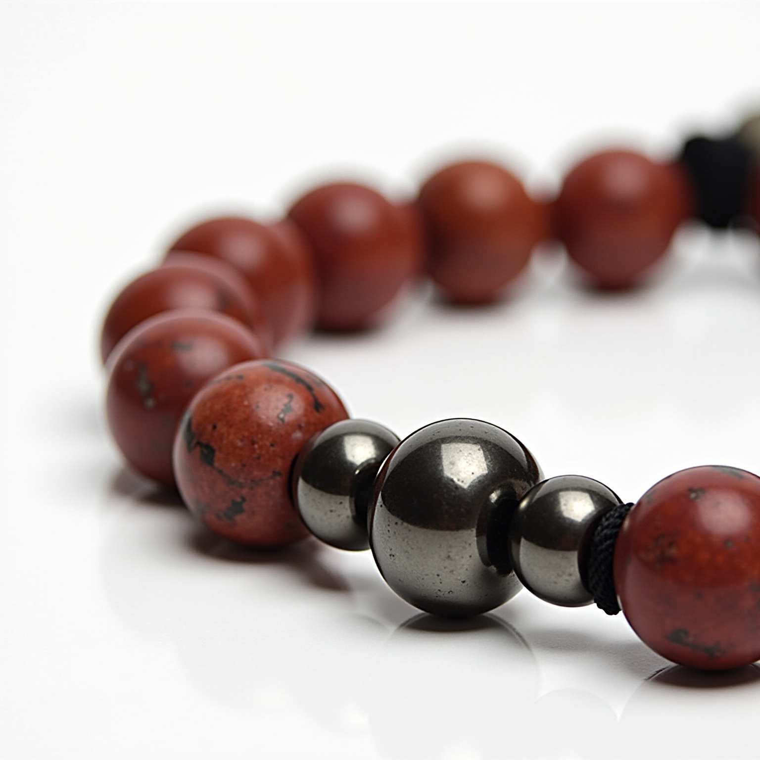 Bracelete Unissex Pedras Naturais Jaspe & Hematita